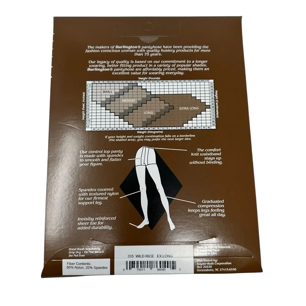 Burlington Firm‎ Support Sheer Legacy Control Panty Wild Rice EX LONG